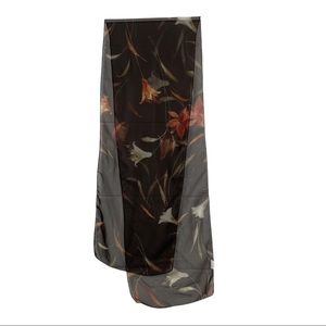 VINTAGE 80s Foulard Brown Floral Sheer Long Scarf 9.5x56 K16